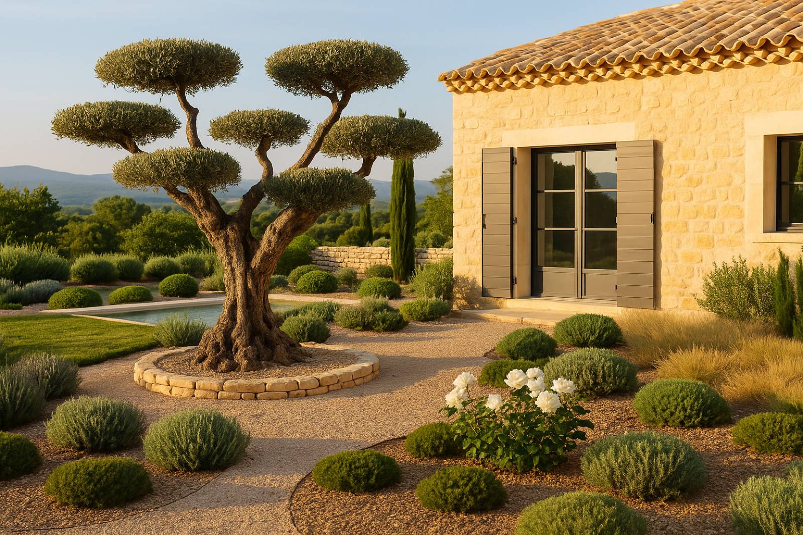 Taille d'un olivier en nuage à Saint-Rémy-de-Provence