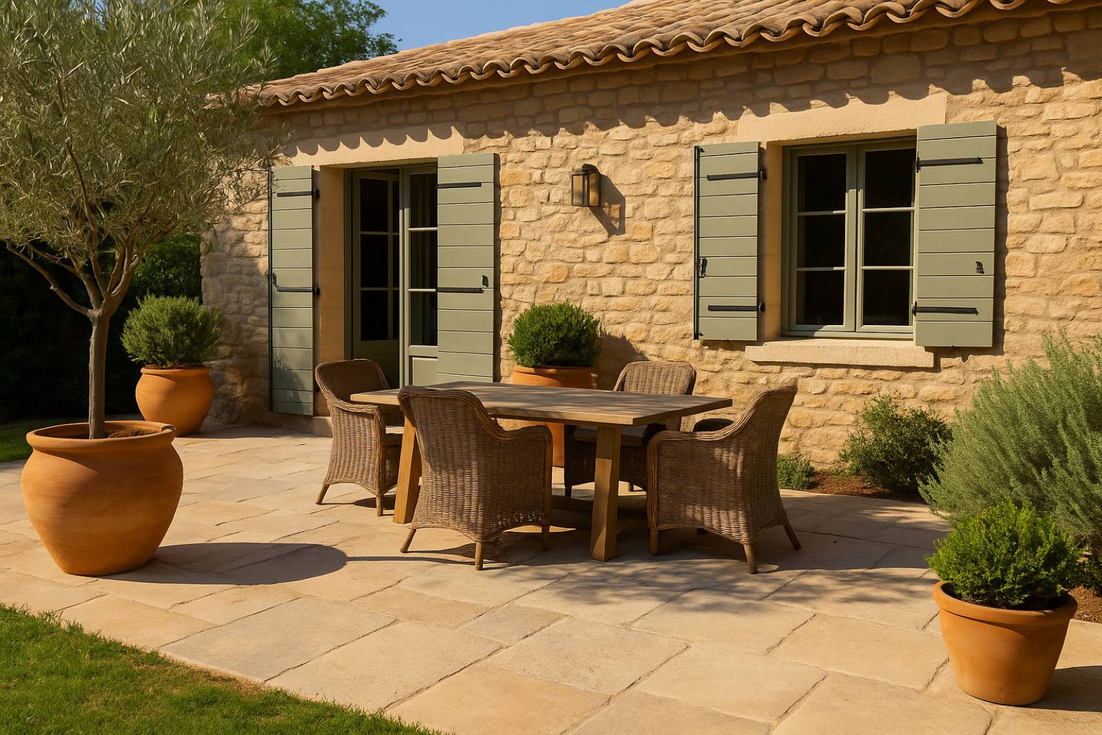 Installation d'une terrasse en pierre à Saint Rémy de Provence