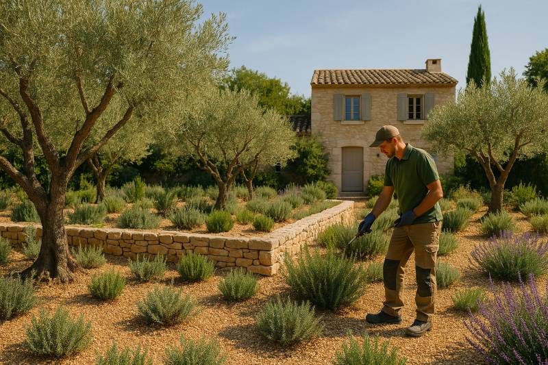 Entretien d'un jardin dans les Alpilles par notre paysagiste de Saint-Rémy-de-Provence
