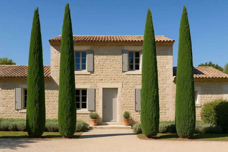 Taille des cyprès de Provence à Saint Rémy de Provence