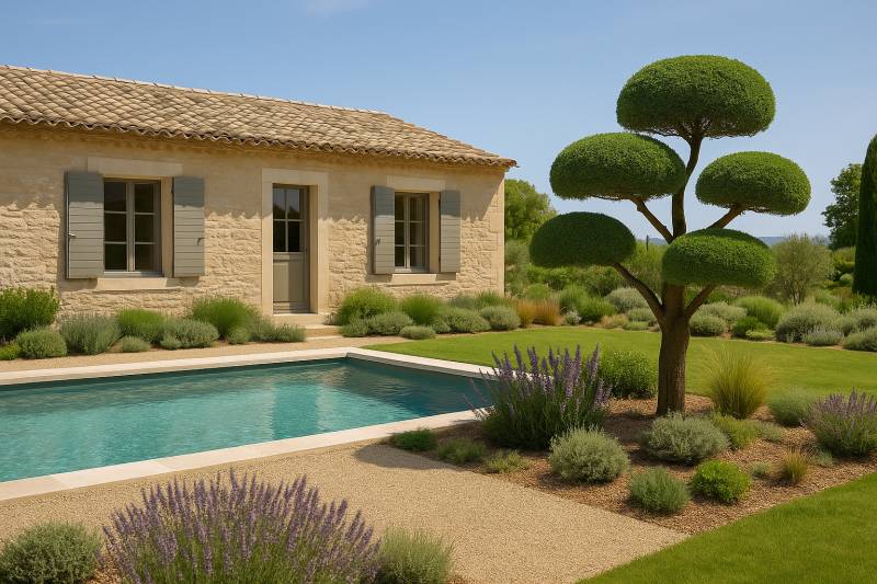 Taille d'un buis en nuage à Saint-Rémy-de-Provence