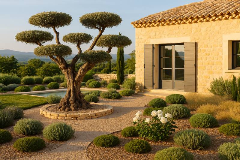 Taille d'un olivier en nuage à Saint-Rémy-de-Provence